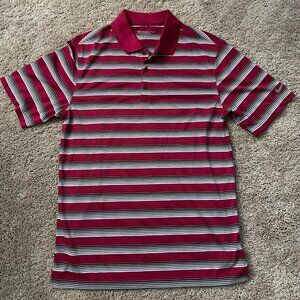 Nike Dri-Fit Golf Polo (Pink w/ Black & White Stripes)